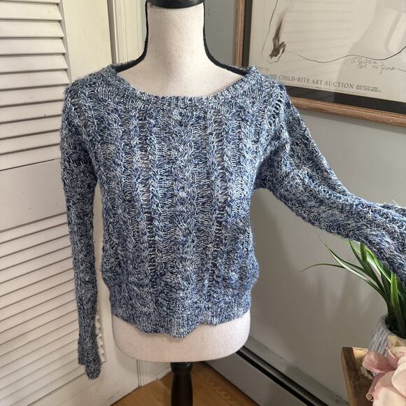 DENIM SUPPLY Womens Sweater Small Blue Cable Knit Pullover Casual Preppy Classic - Picture 1 of 9